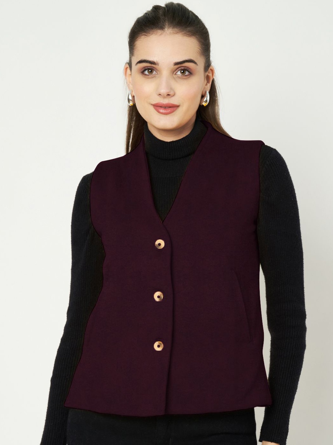 

BRINNS V-Neck Casual Waistcoat, Burgundy