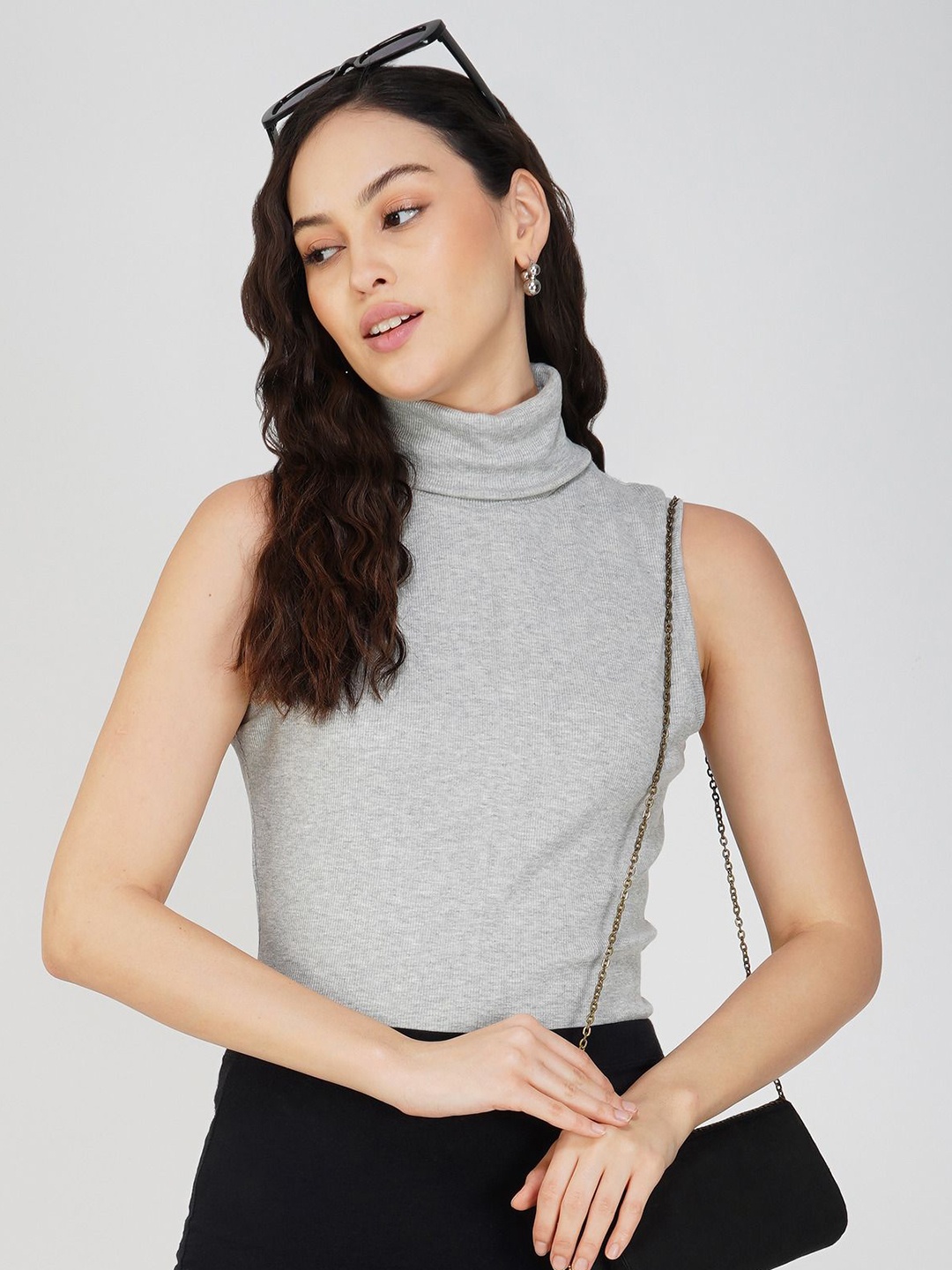 

Avor Lifestyle Women Solid Sleeveless Cotton Top, Grey