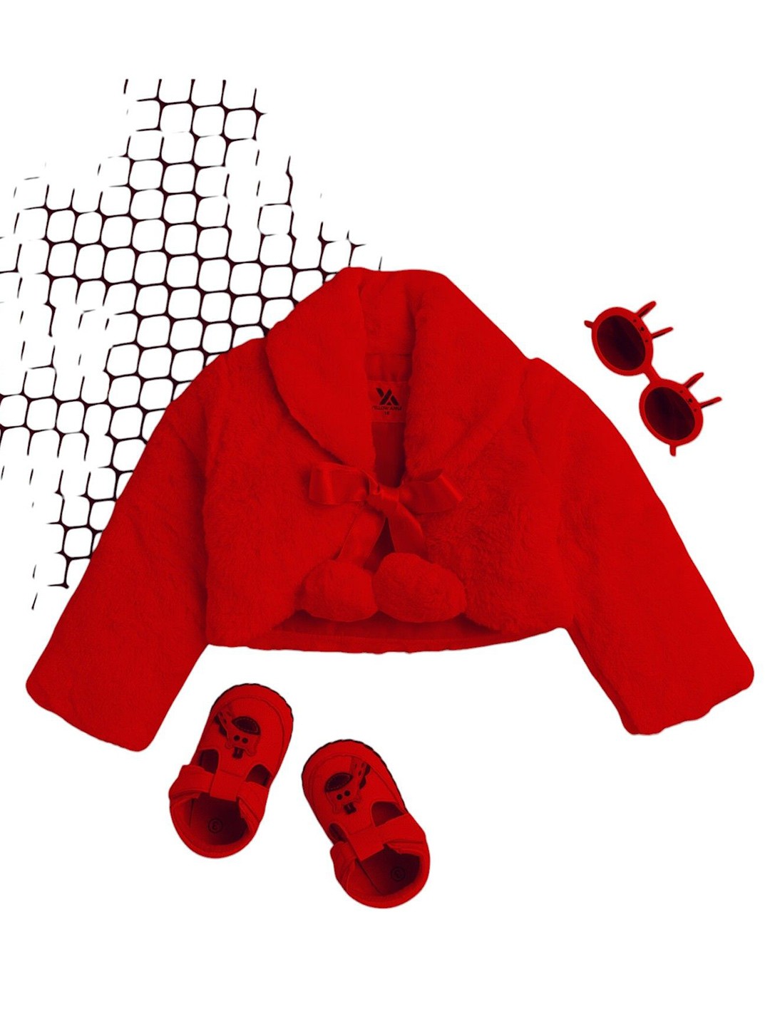 

Yellow Apple Girls Woollen Cardigan, Red
