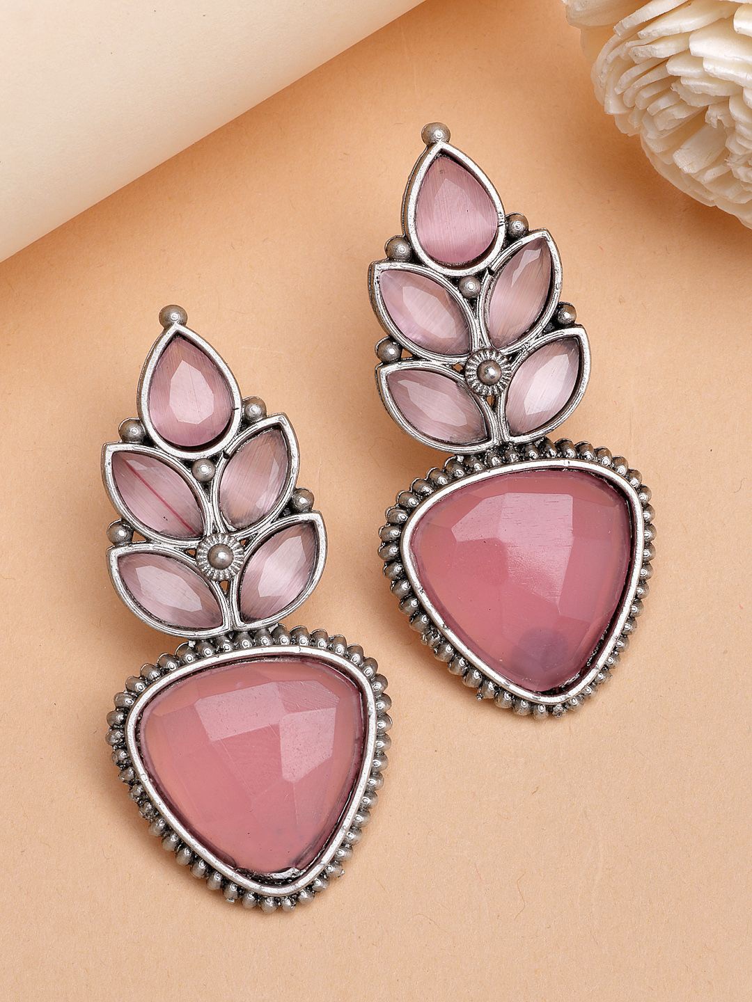 

ZENEME Oxidised-Plated Bohemian Drop Earrings, Silver