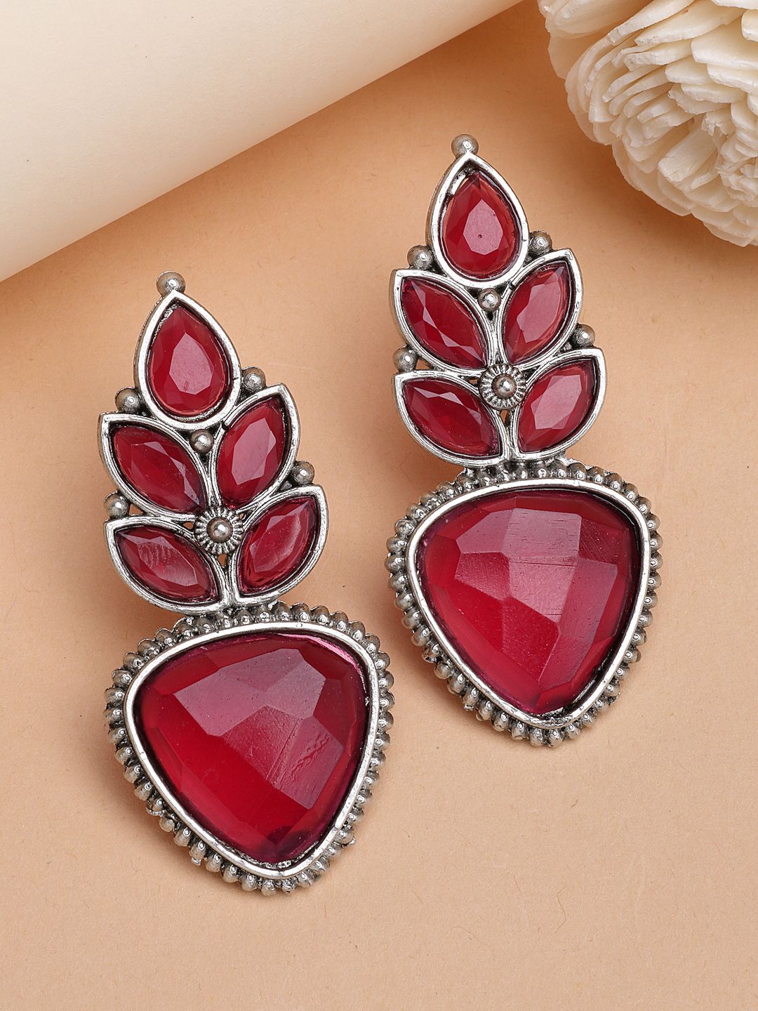 

ZENEME Oxidised-Plated Bohemian Drop Earrings, Silver