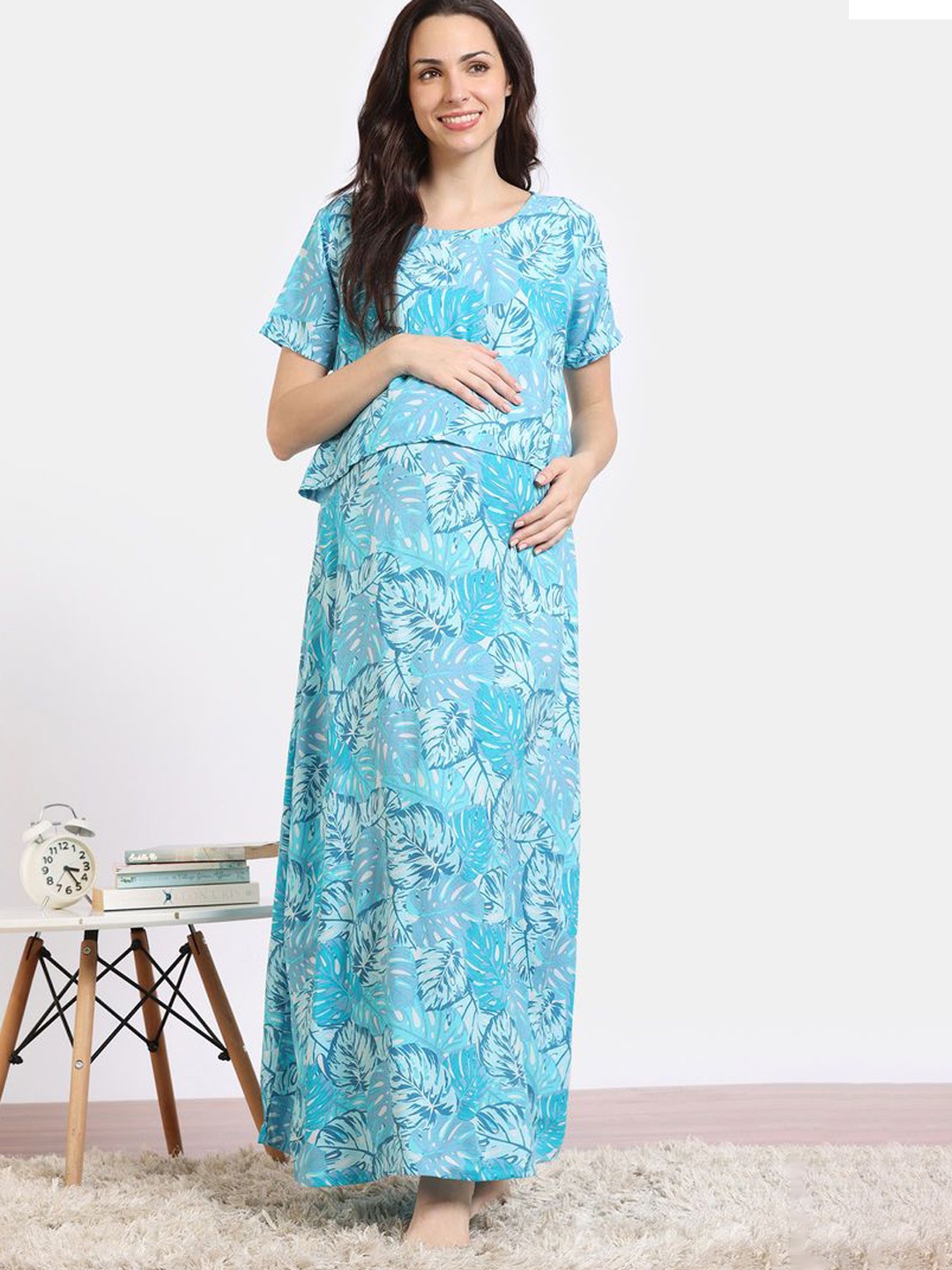 

Coucou by Zivame Printed Maxi Nightdress, Blue