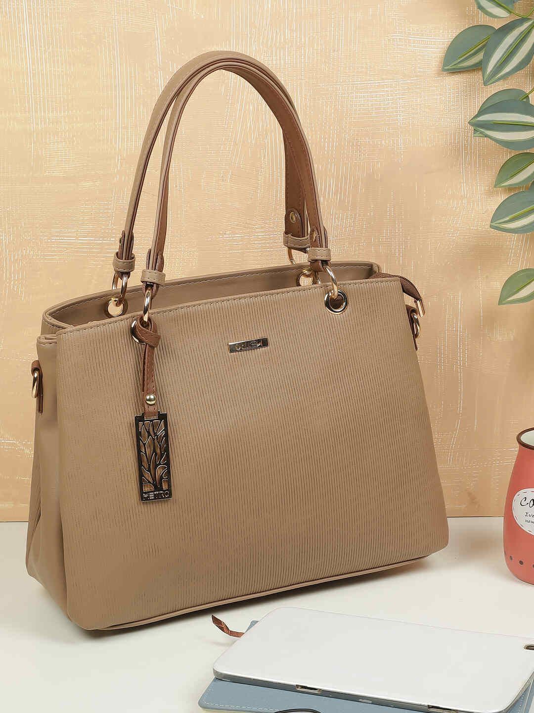 

Metro Structured Handheld Bag, Beige