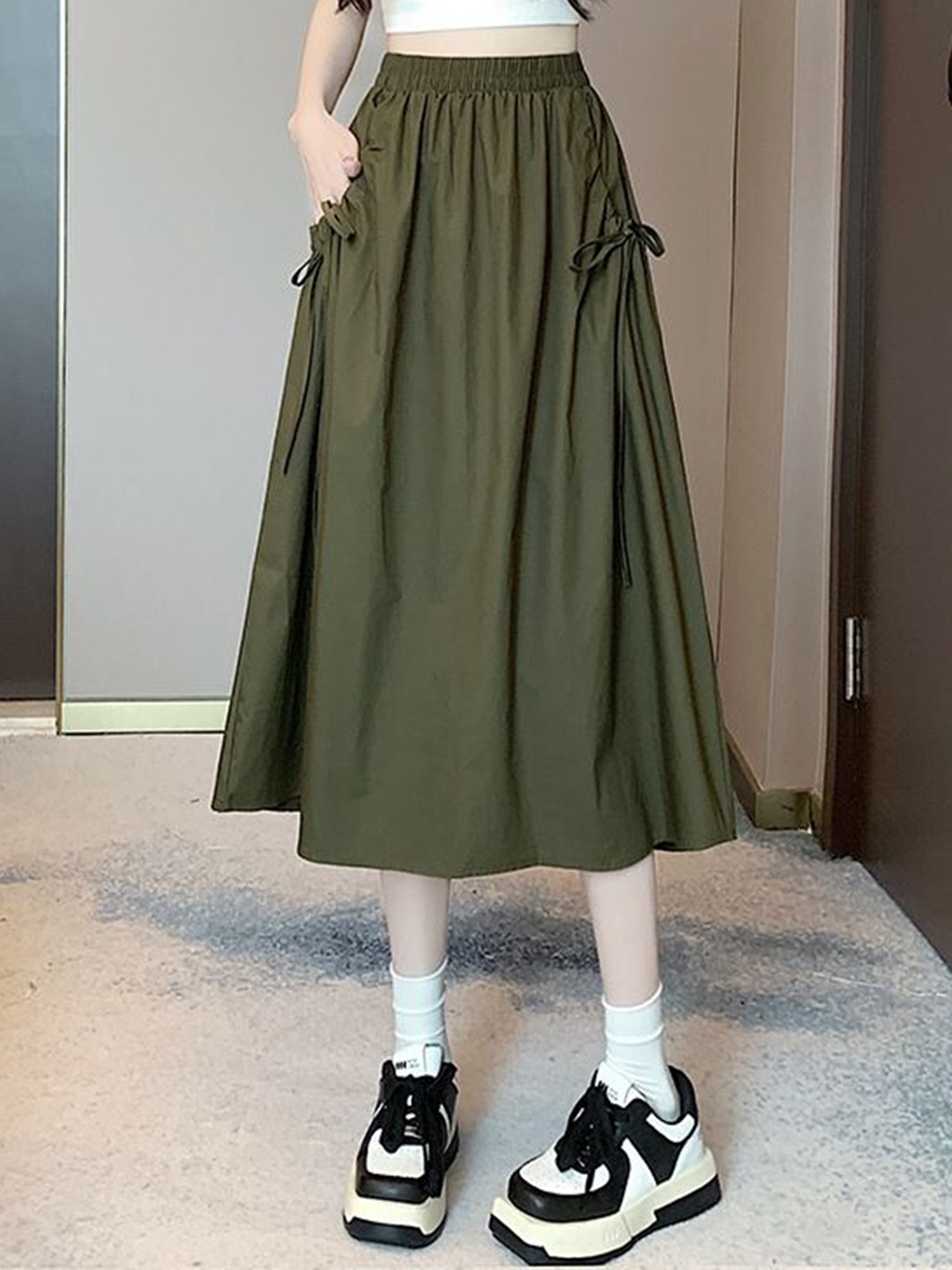 

StyleCast Women Knee Length Flared Skirts, Green