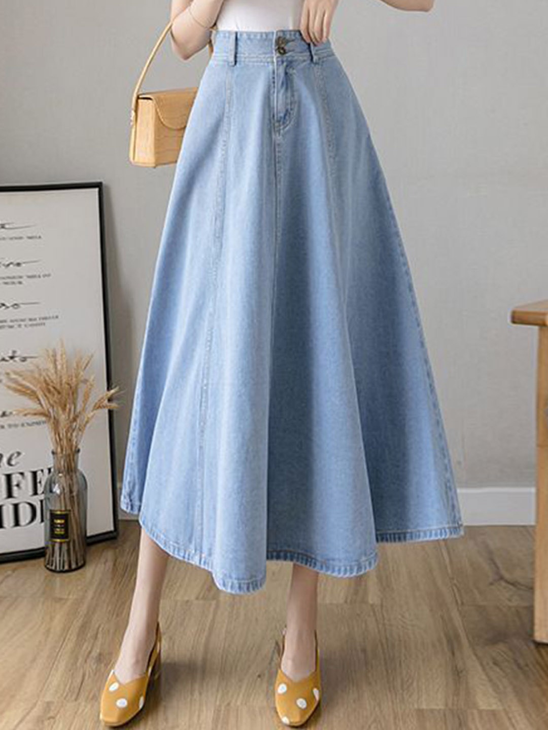 

StyleCast Women Flared Denim Skirts, Blue