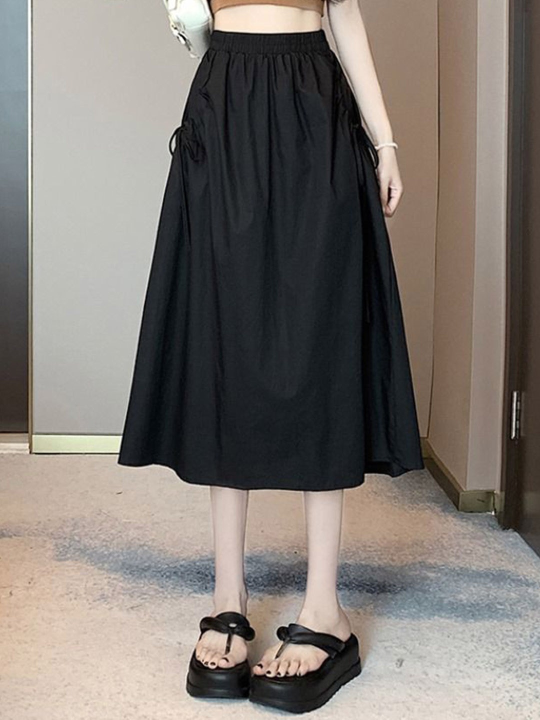 

StyleCast Women Flared Knee Length Skirt, Black