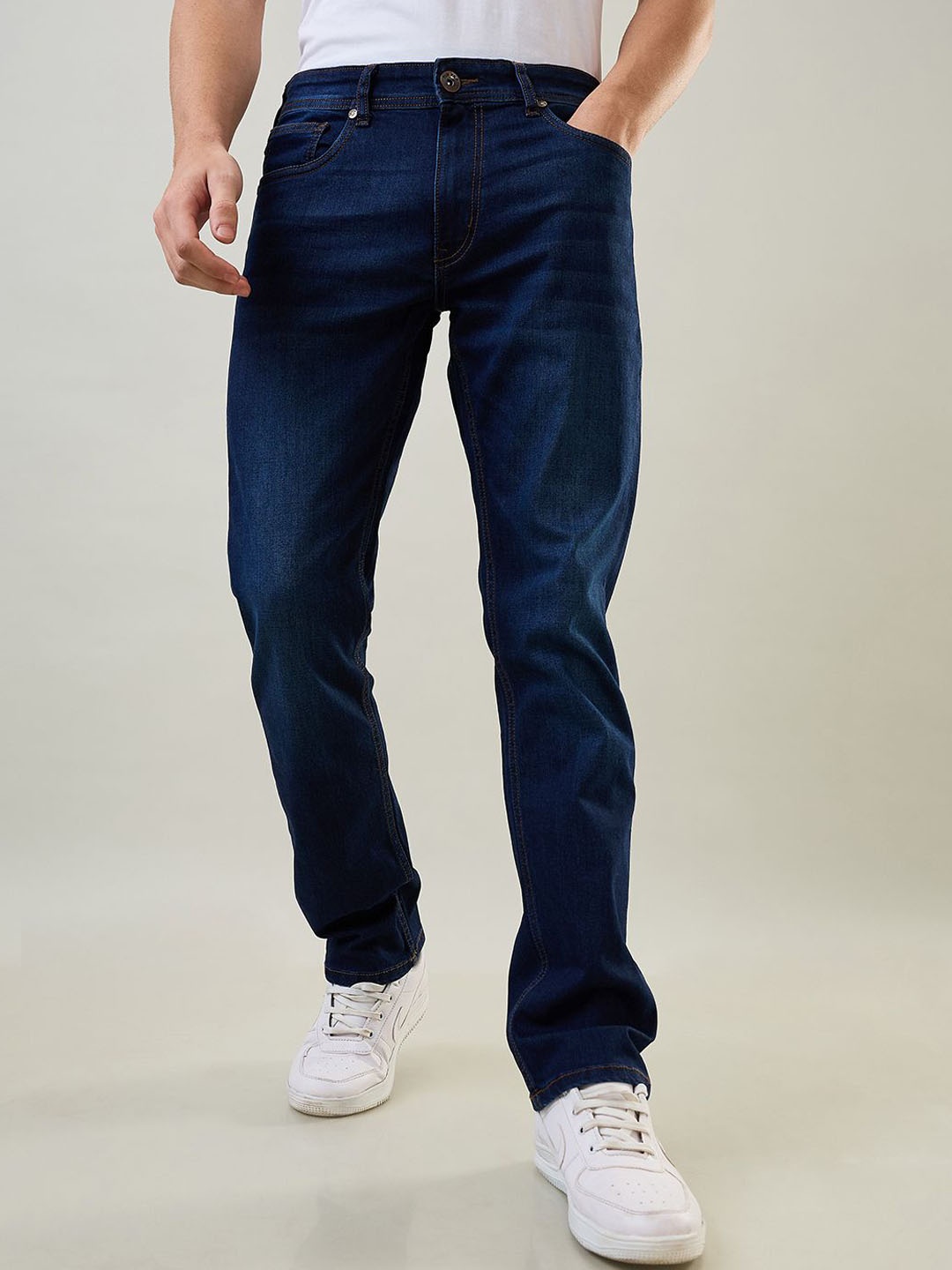 

TIM PARIS Men Light Fade Mid-Rise Tapered Fit Denim Jeans, Blue