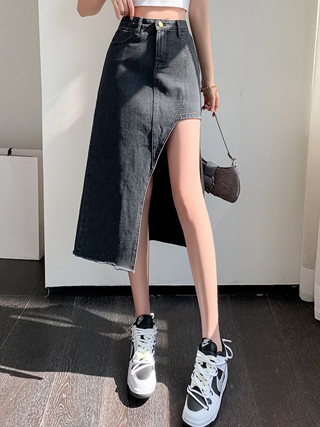 

StyleCast Women Knee Length Straight Skirts, Grey