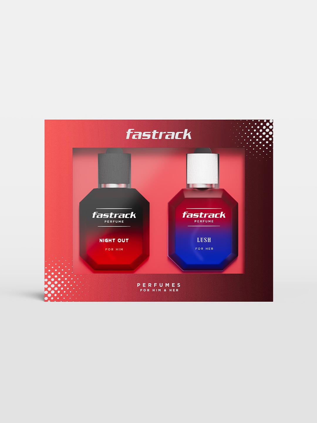 

Fastrack Set Of 2 Men Night Out & Women Lush Long Lasting Eau De Parfum- 50 ml Each, Red