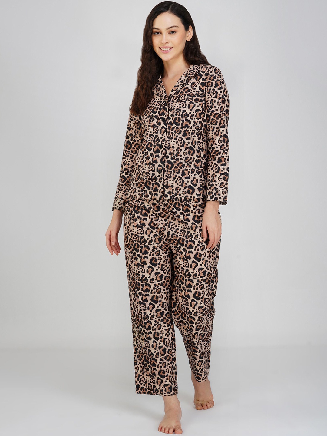 

Avor Lifestyle Animal Printed Pure Cotton Night suit, Brown