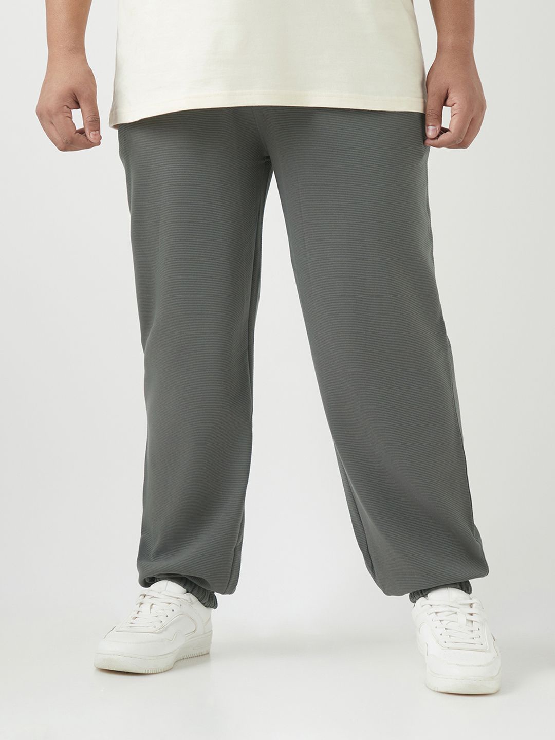 

Bewakoof Heavy Duty Men Plus Size 1.0 Textured Grey Joggers Track Pant