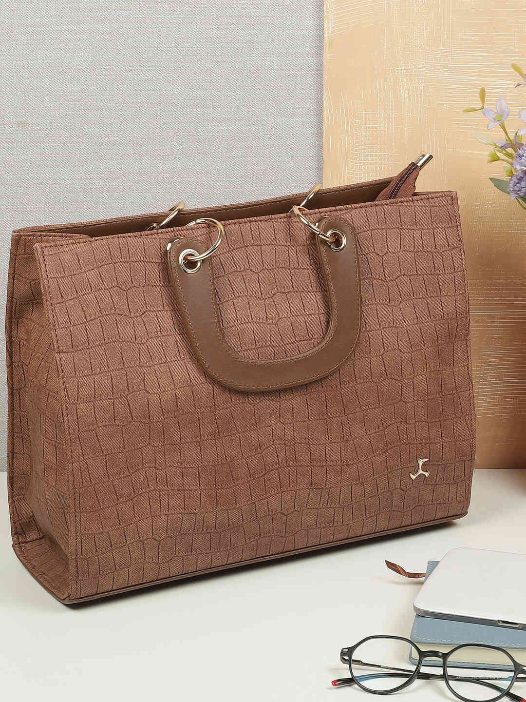 

Mochi Women Animal Textured Handheld Bag, Tan