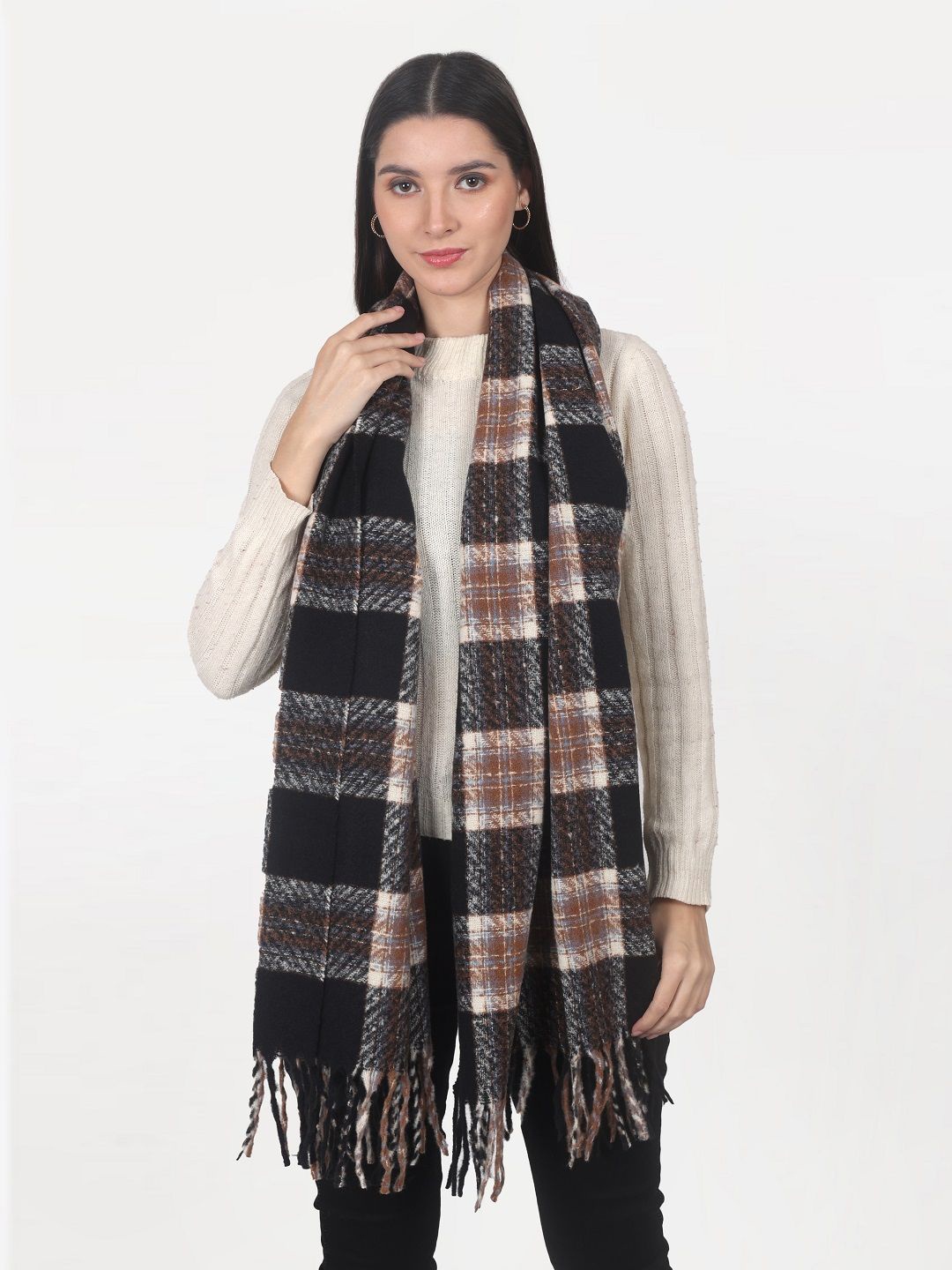 

Cazzano Women Checked Stole, Black