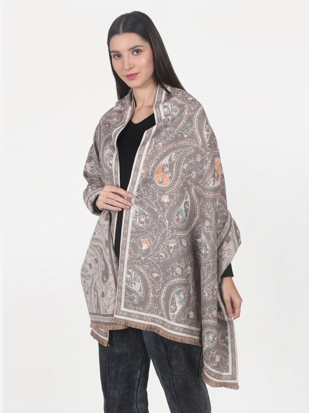 

Cazzano Women Woven Design Stole, Brown