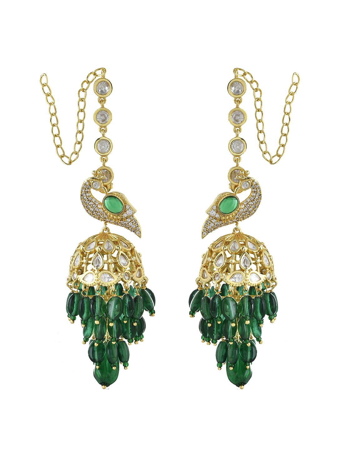 

Voylla Gold Plated Kundan Studded Dome Shaped Jhumkas