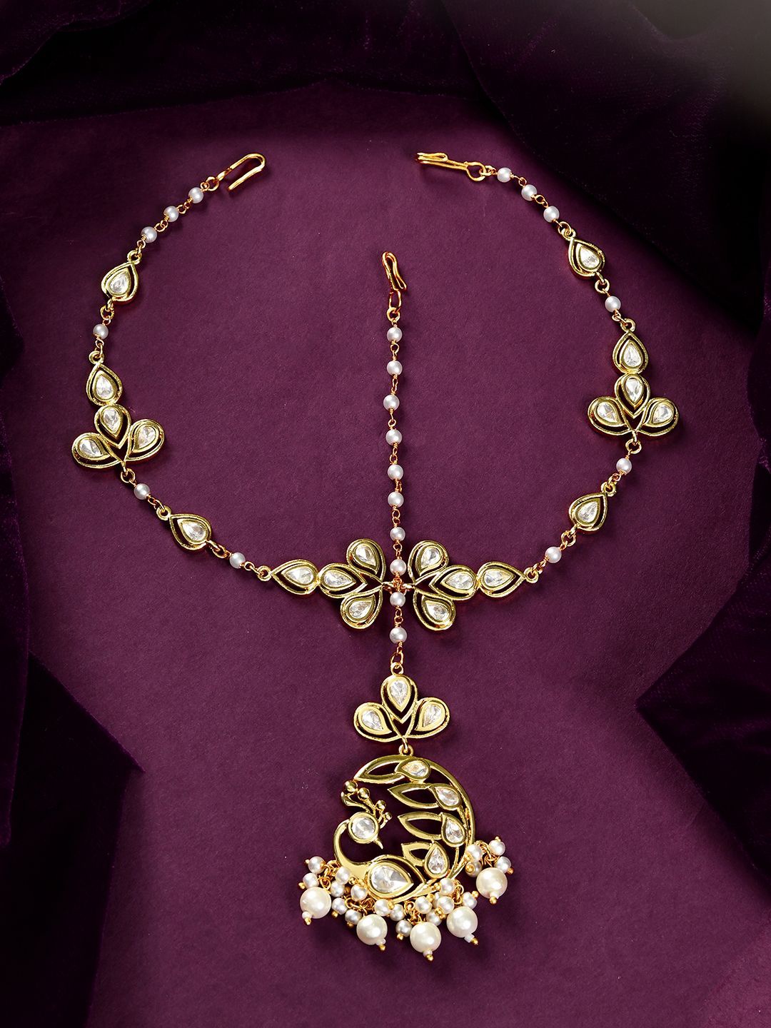 

Voylla Gold Plated Kundan Studded Matha Patti Head Jewellery