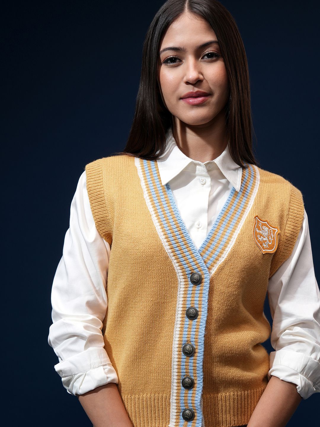 

Tokyo Talkies Women Cardigan with Applique Detail, Yellow