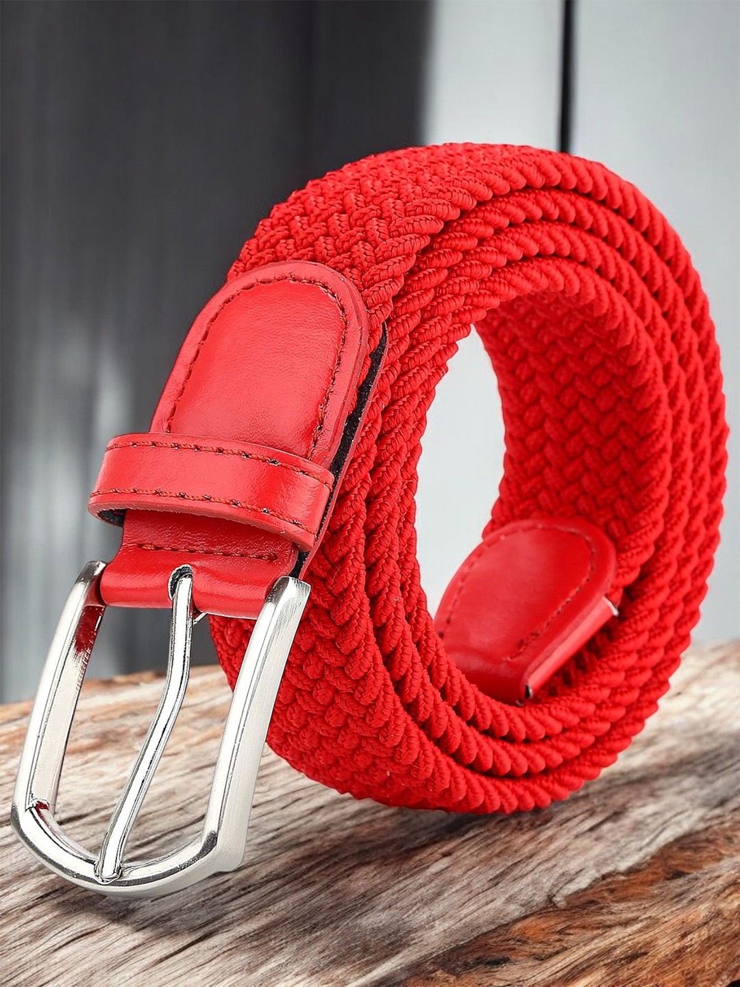 

Provogue Men Braided Wide Belt, Red