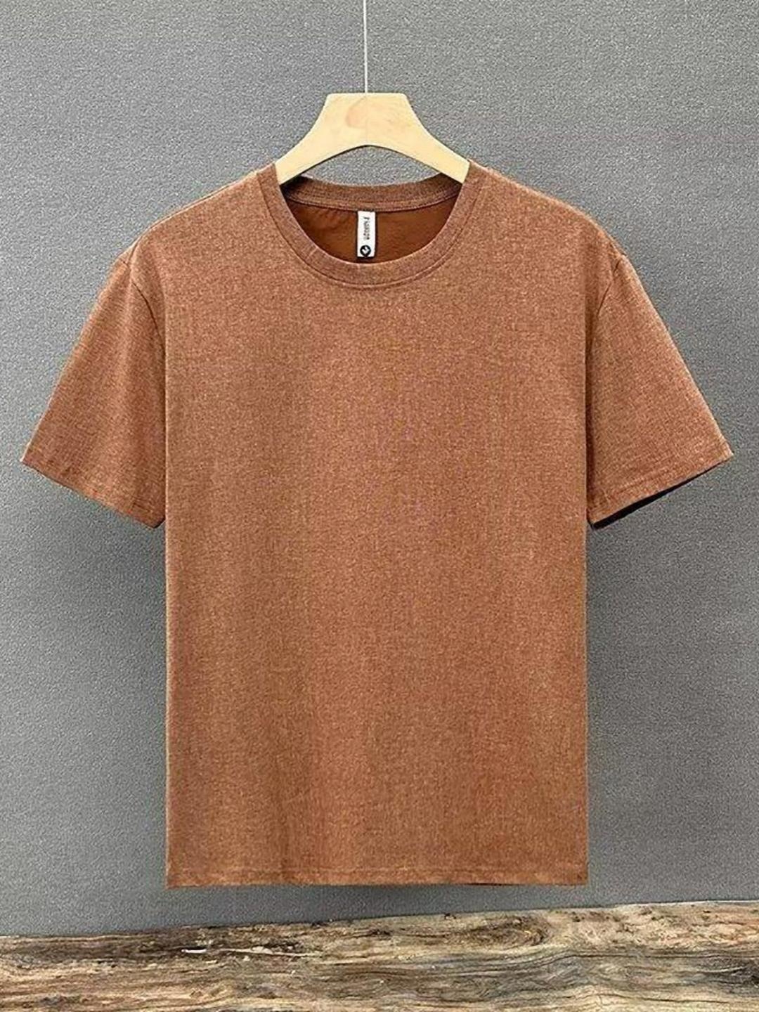 

StyleCast x Revolte Men Solid Round Neck T-shirt, Brown