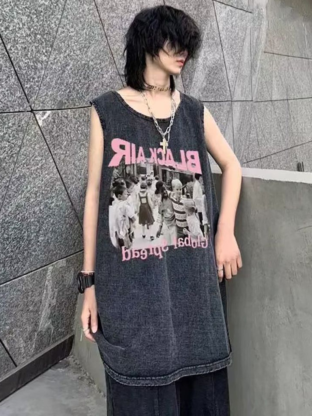 

StyleCast x Revolte Men Graphic Printed Round Neck Cotton Oversized T-shirt, Charcoal
