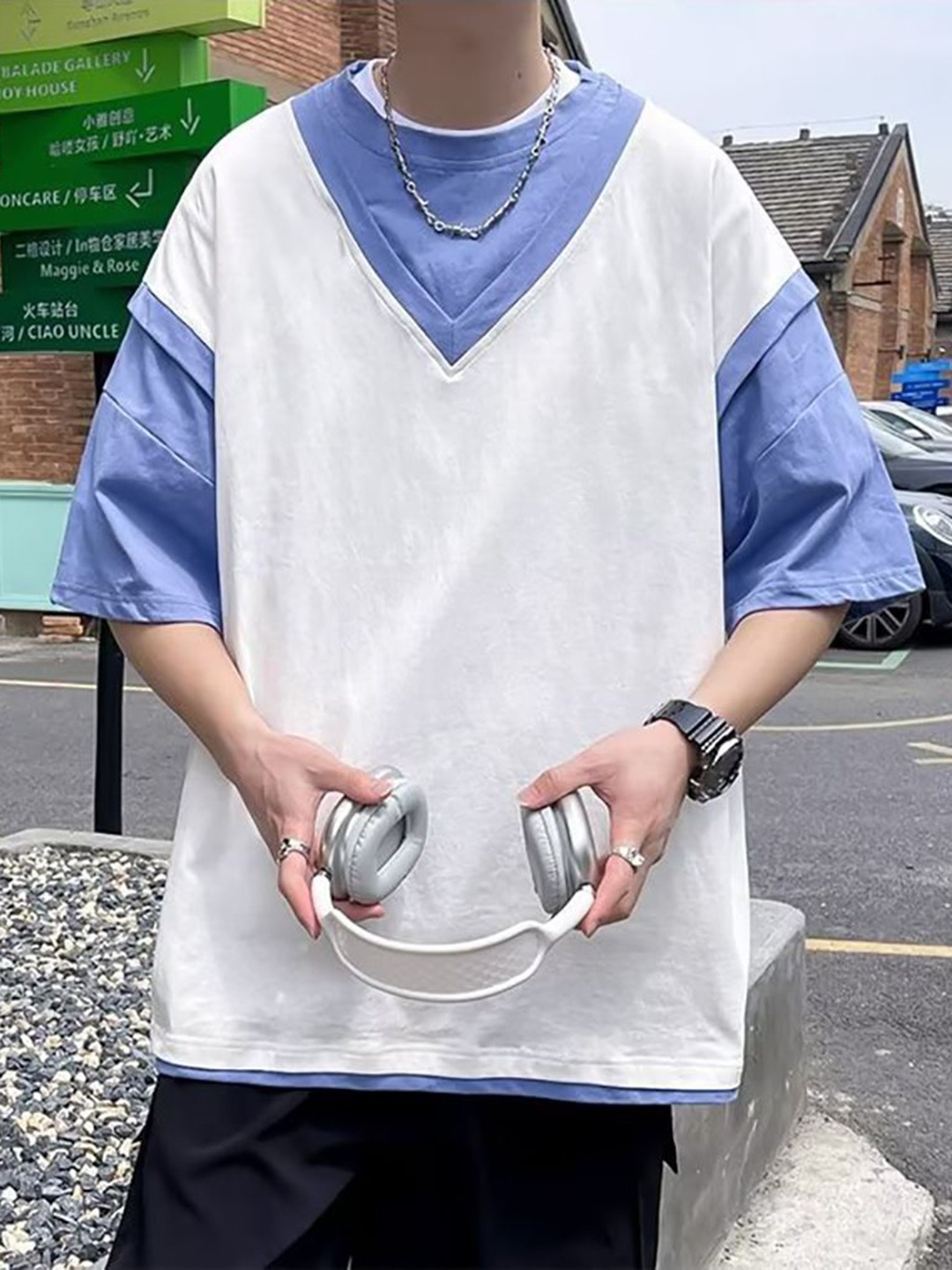 

StyleCast x Revolte Men Colourblocked Round Neck Oversized T-shirt, White