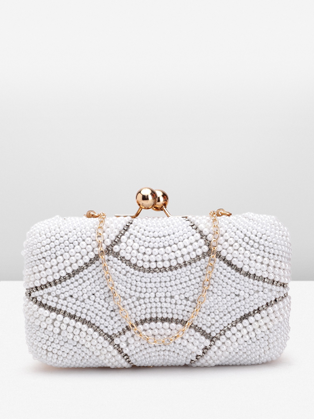 

FABBHUE Embellished Box Clutch, Off white