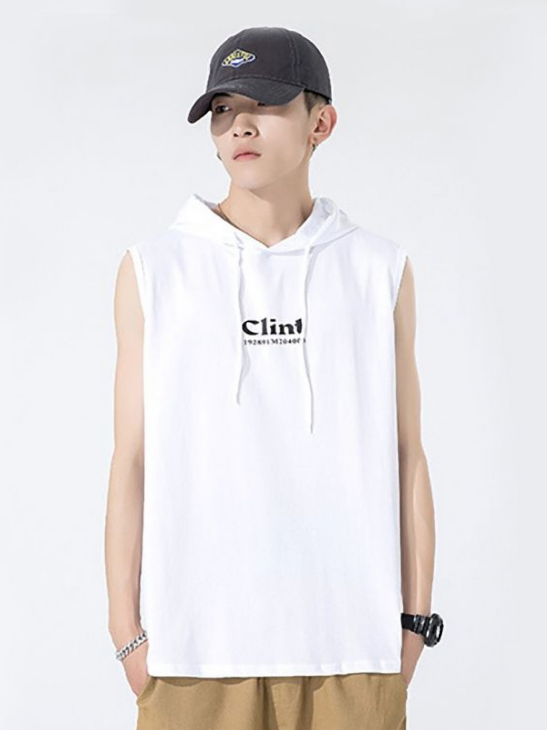 

StyleCast x Revolte Men Typography Printed Hooded Cotton T-shirt, White