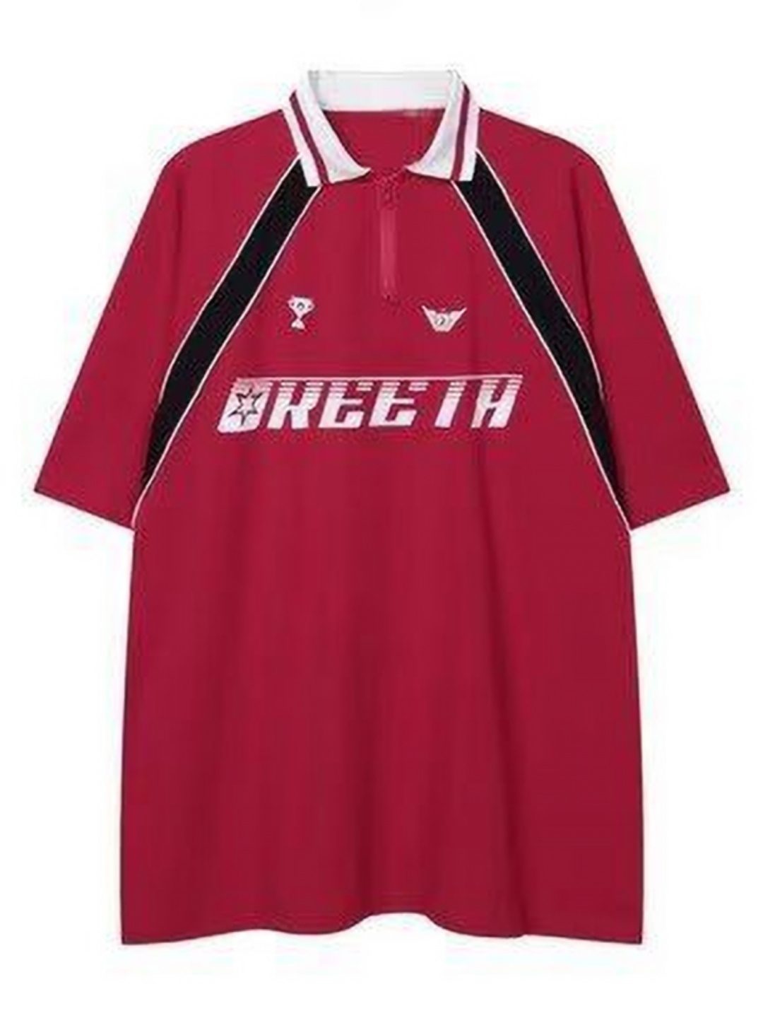 

StyleCast x Revolte Men Typography Printed Polo Collar Oversized T-shirt, Red