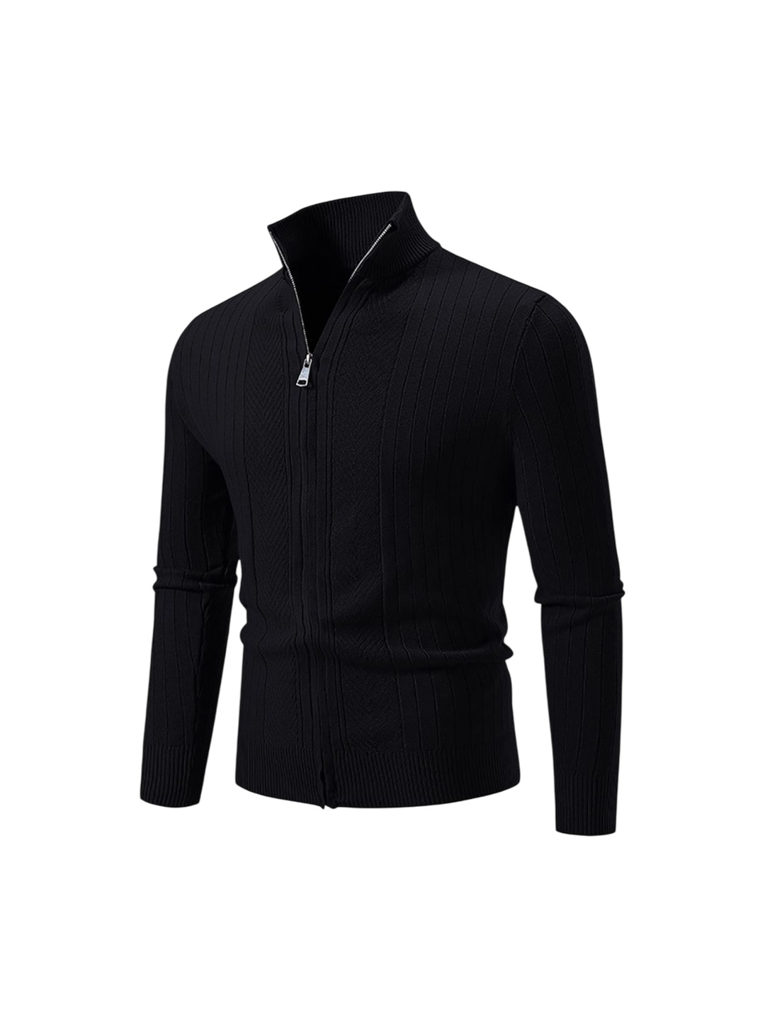 

StyleCast x Revolte Men Self Design Mock Collar Windcheater Bomber Jacket, Black