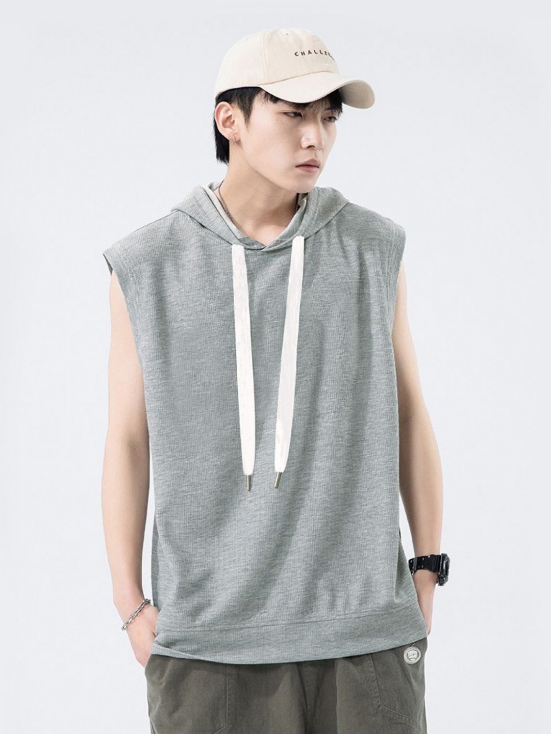 

StyleCast x Revolte Men Solid Hooded Relaxed Fit T-shirt, Grey