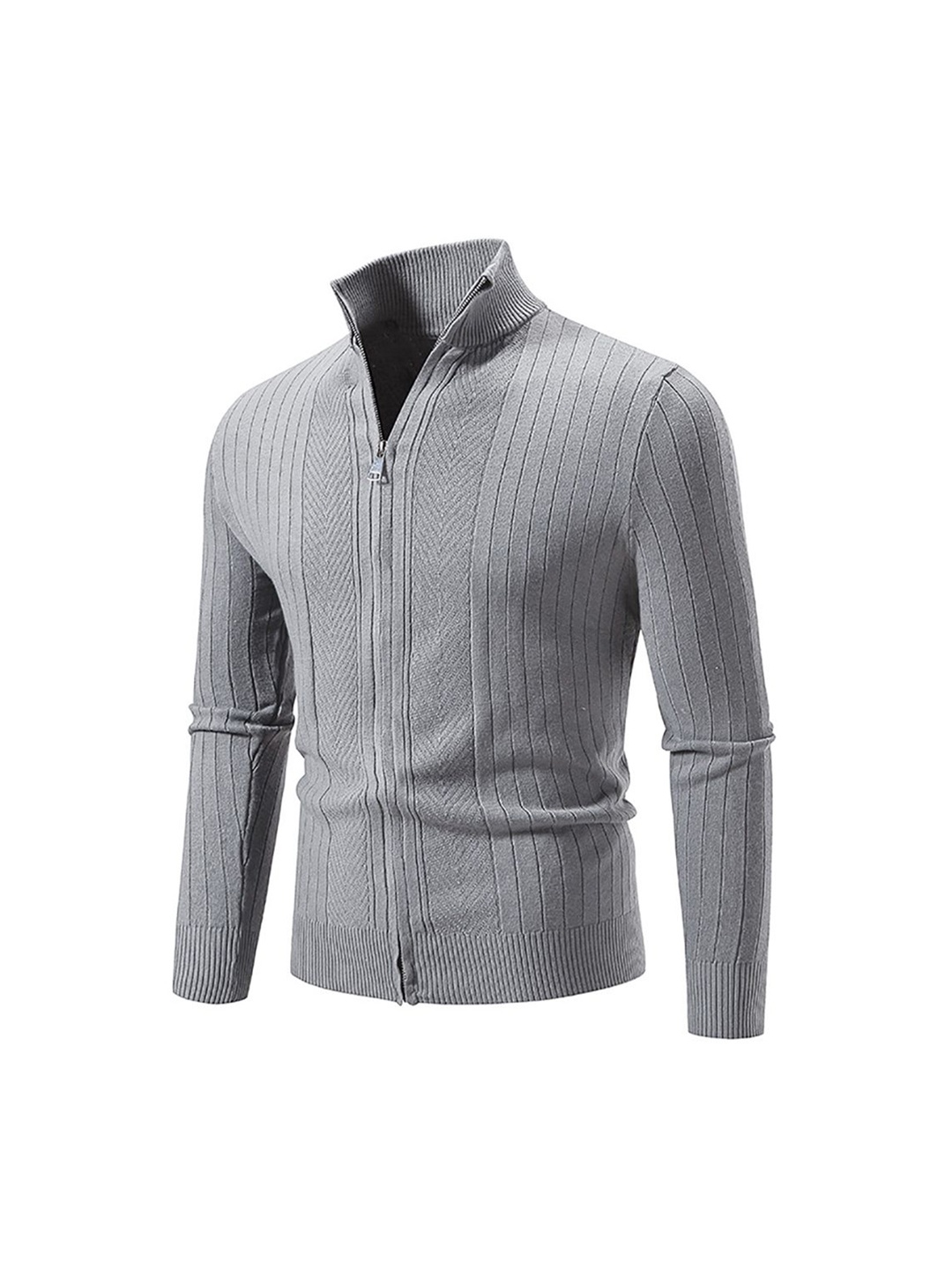 

StyleCast x Revolte Men Mock Collar Self Design Casual Windcheater Bomber Jacket, Grey