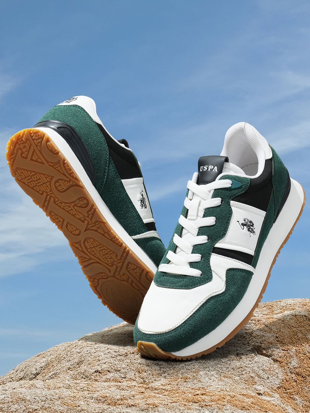 

U.S. Polo Assn. Men Colourblocked Lace-Ups Sneakers, Green