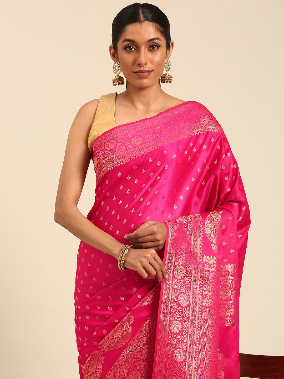 

MOHEY Woven Design Zari Art Silk Saree, Pink