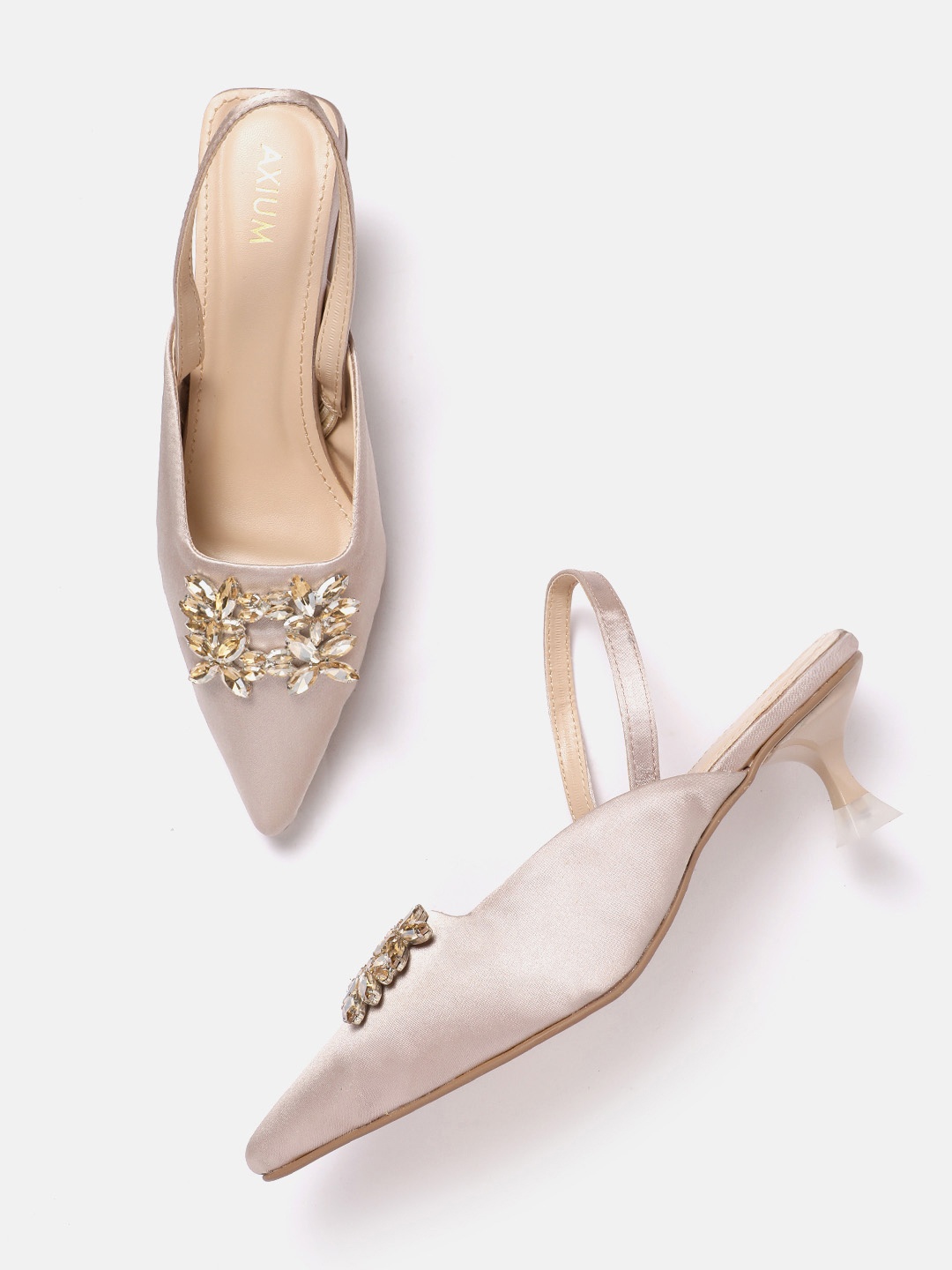 

AXIUM Embellished Party Kitten Pumps, Rose gold