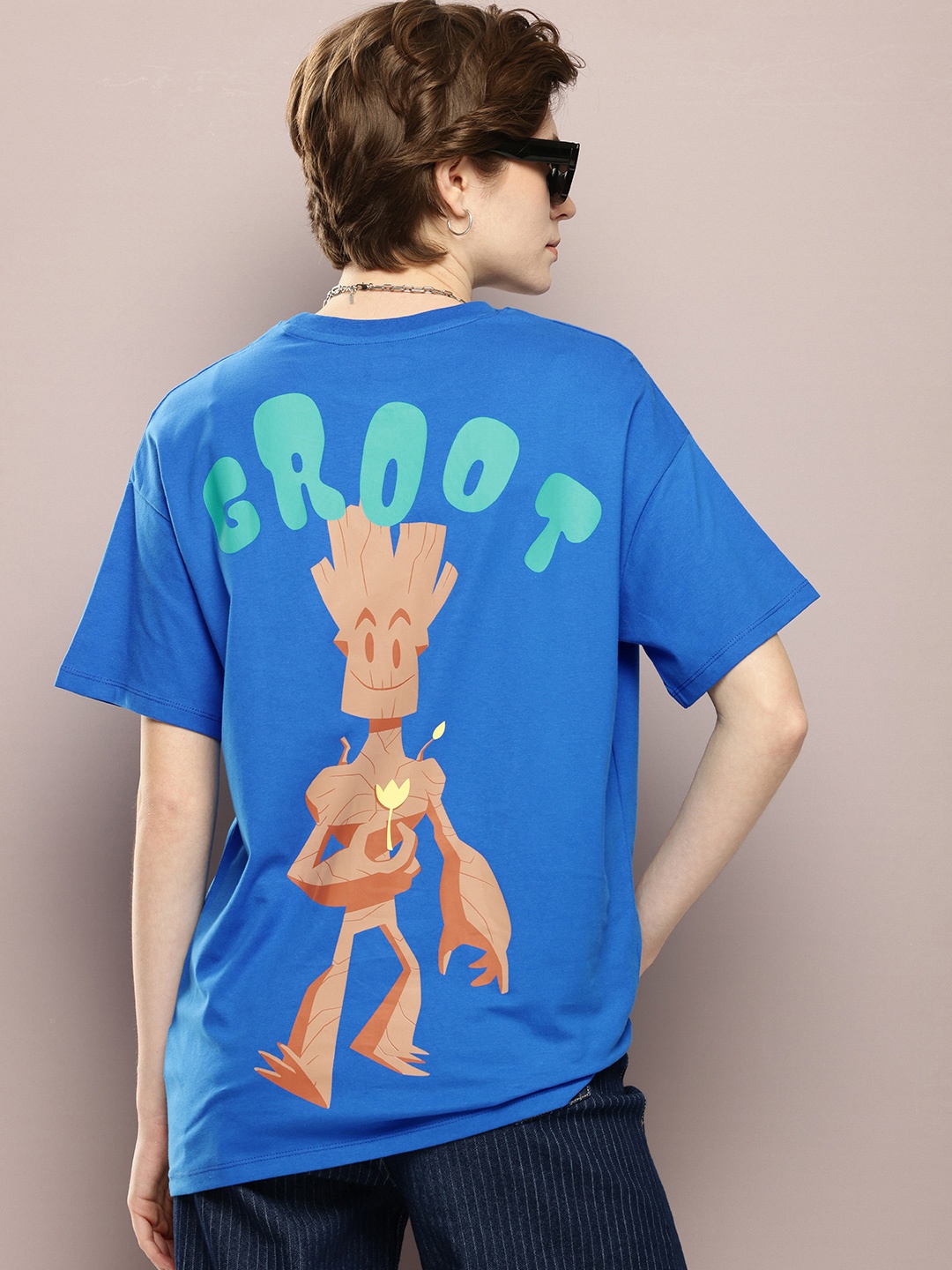 

Kook N Keech Marvel Groot Printed Oversized T-shirt, Blue