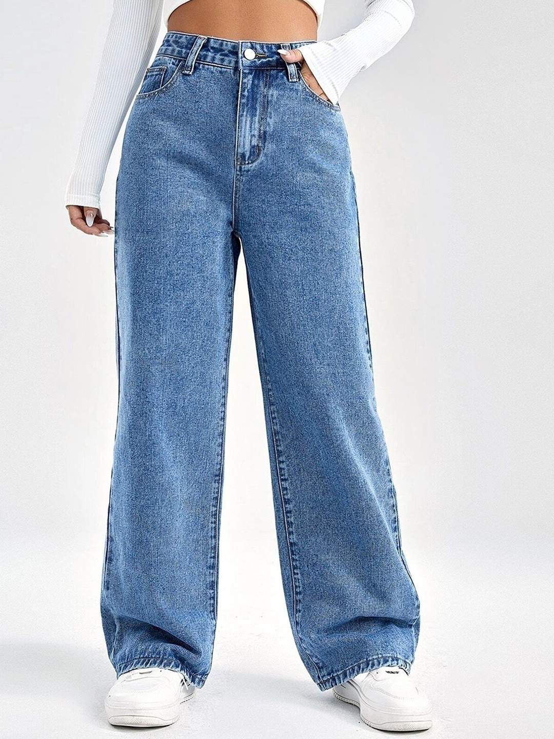 

Aadvi Fashion Women Jean High-Rise Stretchable Baggy Jeans, Blue