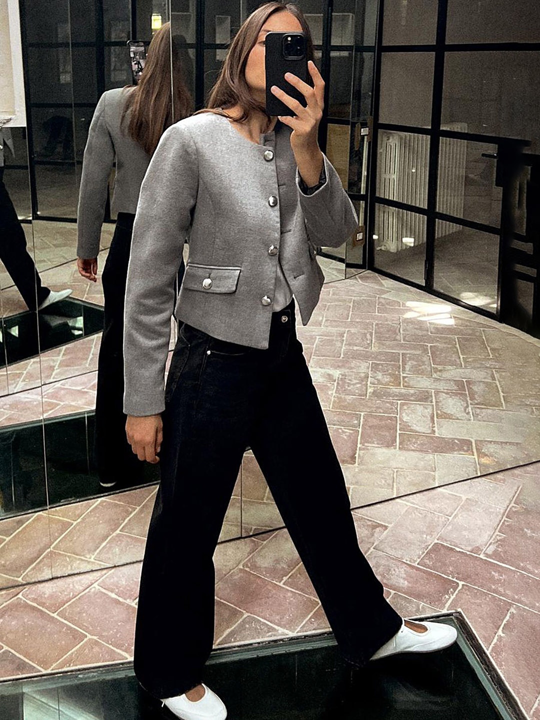 

LULU & SKY Women Crew Neck Over Coats, Grey