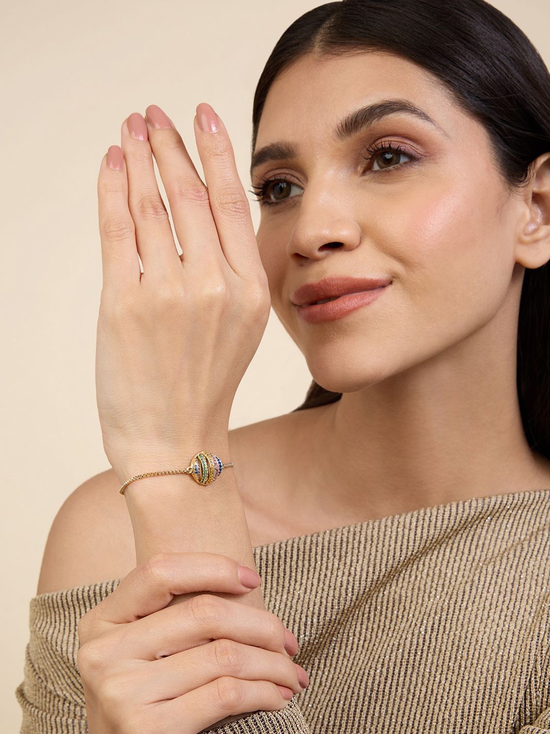 

Isharya 18Kt Gold-Plated Disco Ball Bolo Link Bracelet