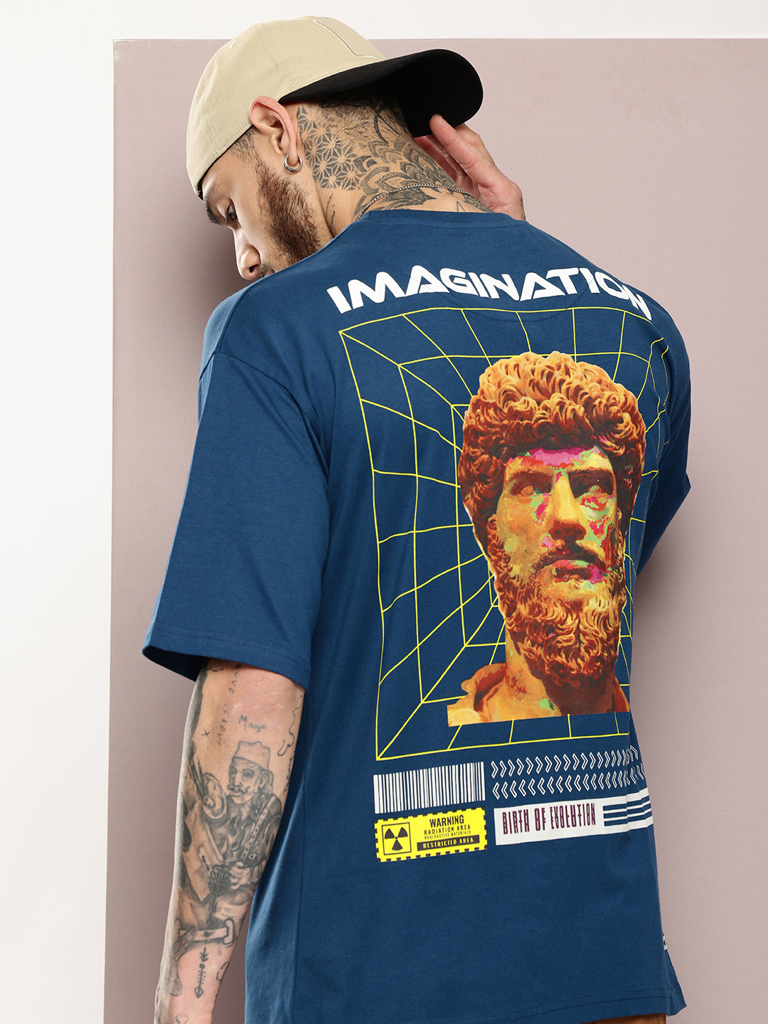 

Kook N Keech Graphic Printed Oversized Pure Cotton T-shirt, Navy blue