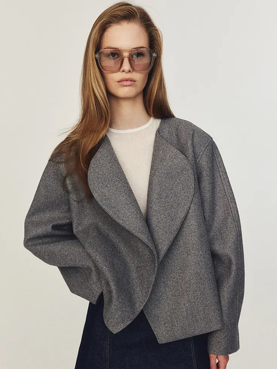 

LULU & SKY Women Collarless Solid Casual Tailored Jacket, Charcoal