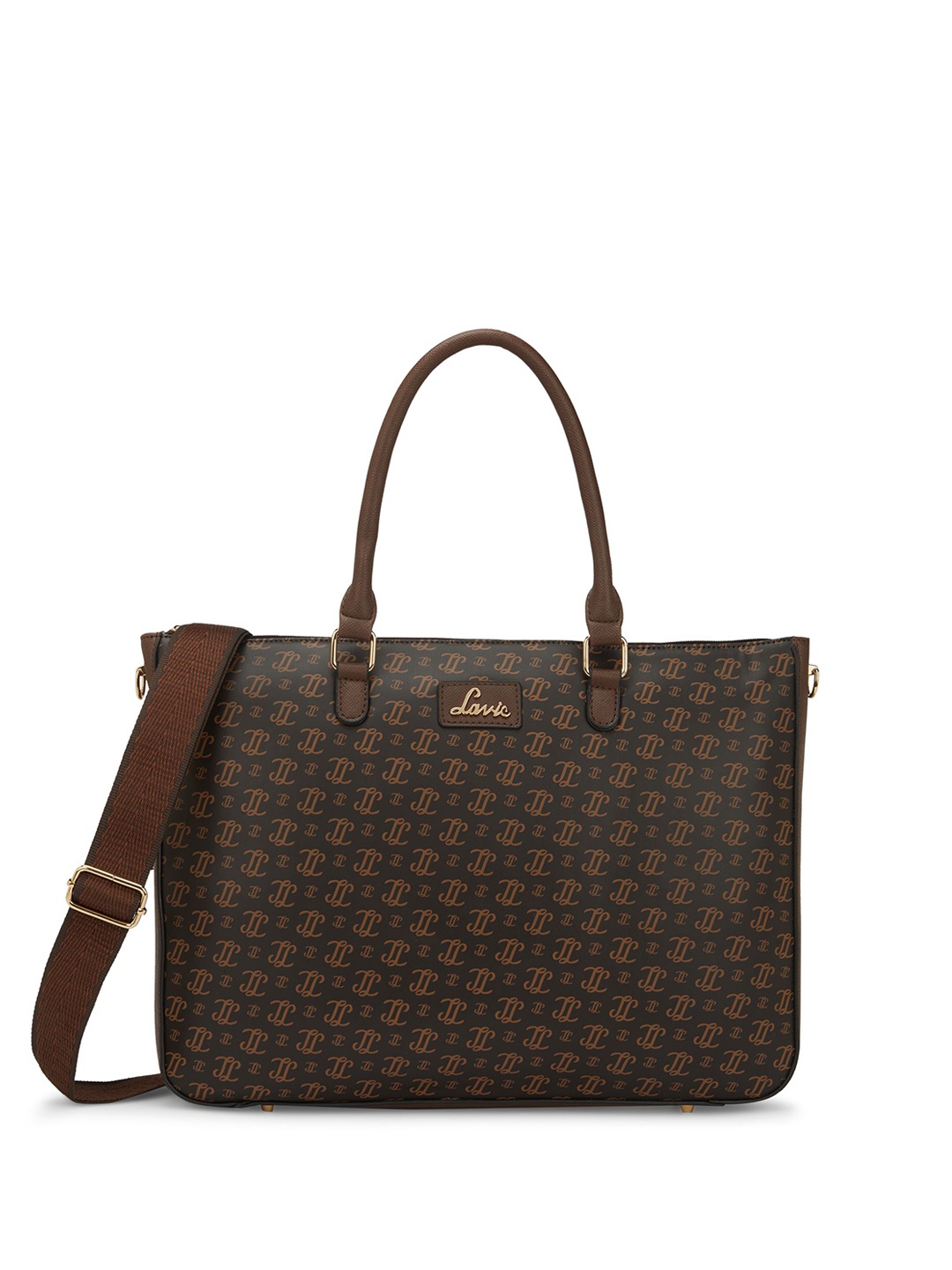 

Lavie Women Typography Printed Structured Leather Handheld Bag, Black