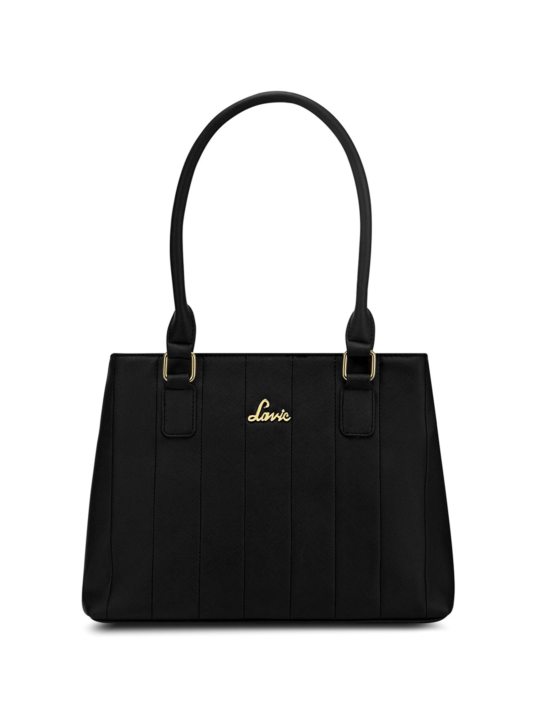 

Lavie Women Solid Structured Leather Shoulder Bag, Black