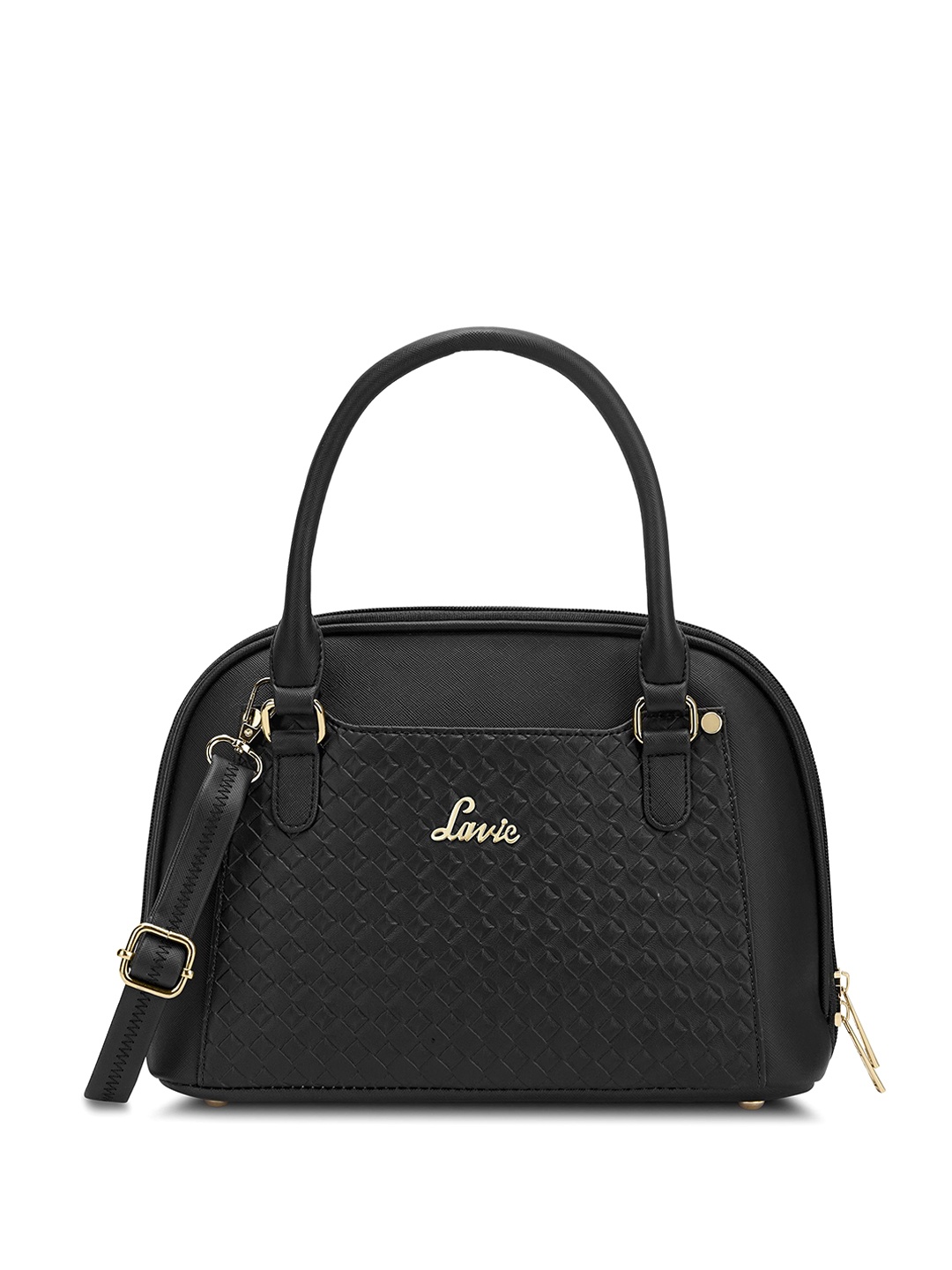 

Lavie Women Textured Structured Leather Handheld Bag, Black