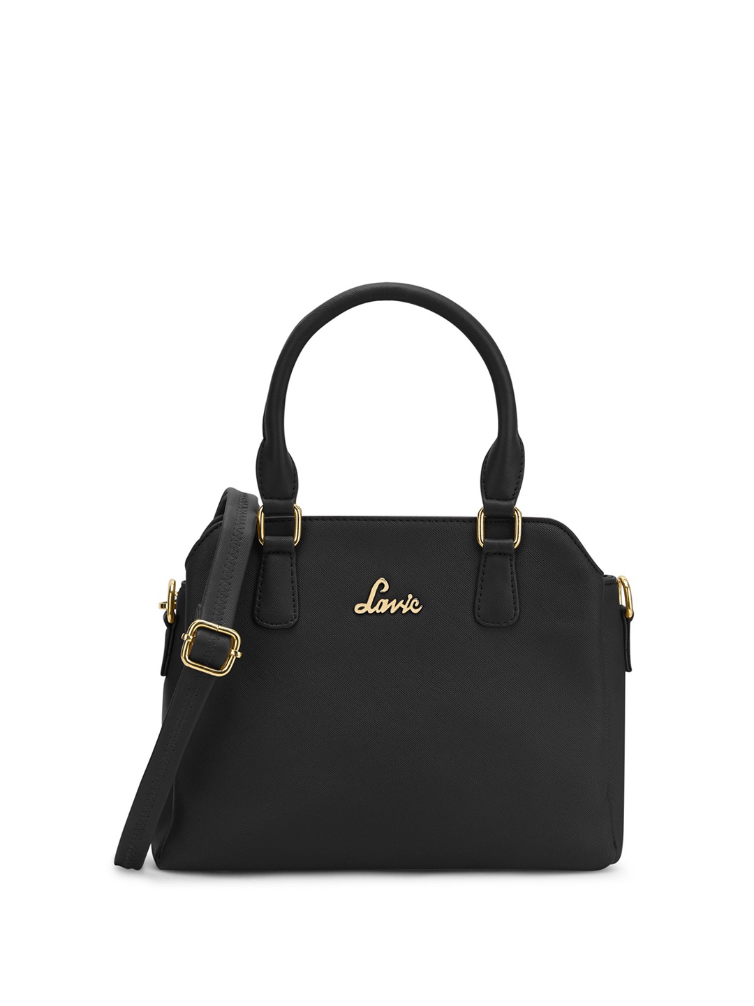 

Lavie Women Solid Structured Leather Handheld Bag, Black