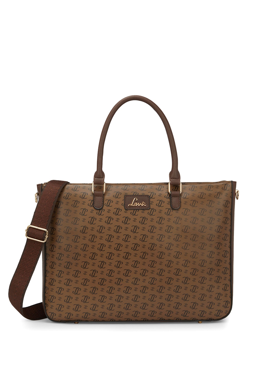 

Lavie Women Brand Logo Printed Oversized Shoulder Bag, Coffee brown