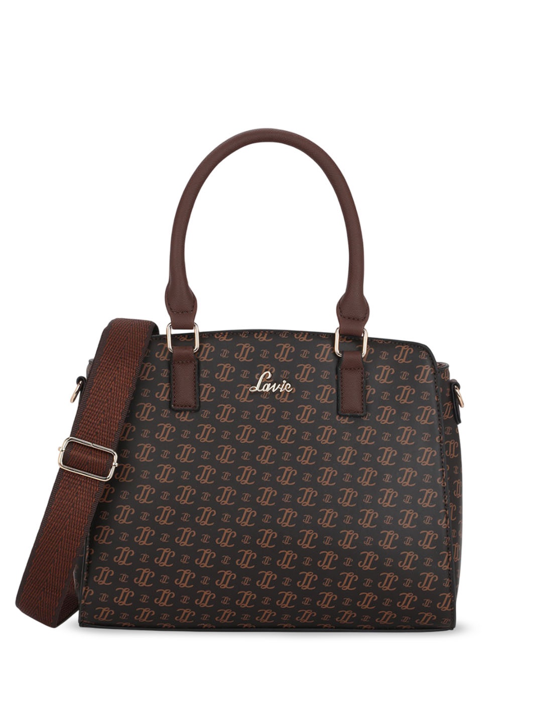 

Lavie Women Brand Logo Printed Structured Handheld Bag, Brown