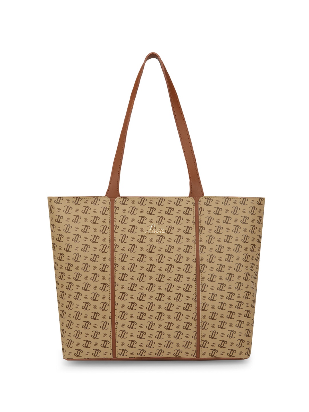 

Lavie Women Typography Printed Structured Leather Shoulder Bag, Beige