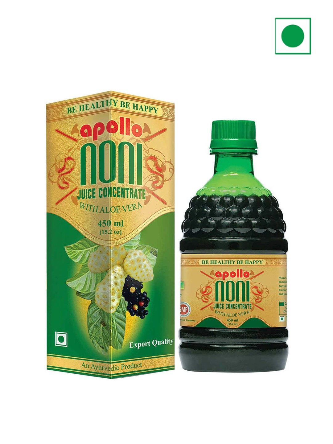 

Apollo noni Juice Concentrate with Aloevera - 450 ml, Green