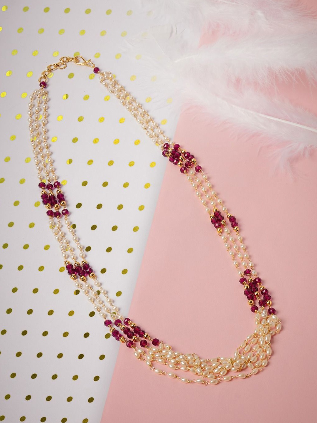 

AMI Gold-Plated Beads & Pearls Layered Necklace