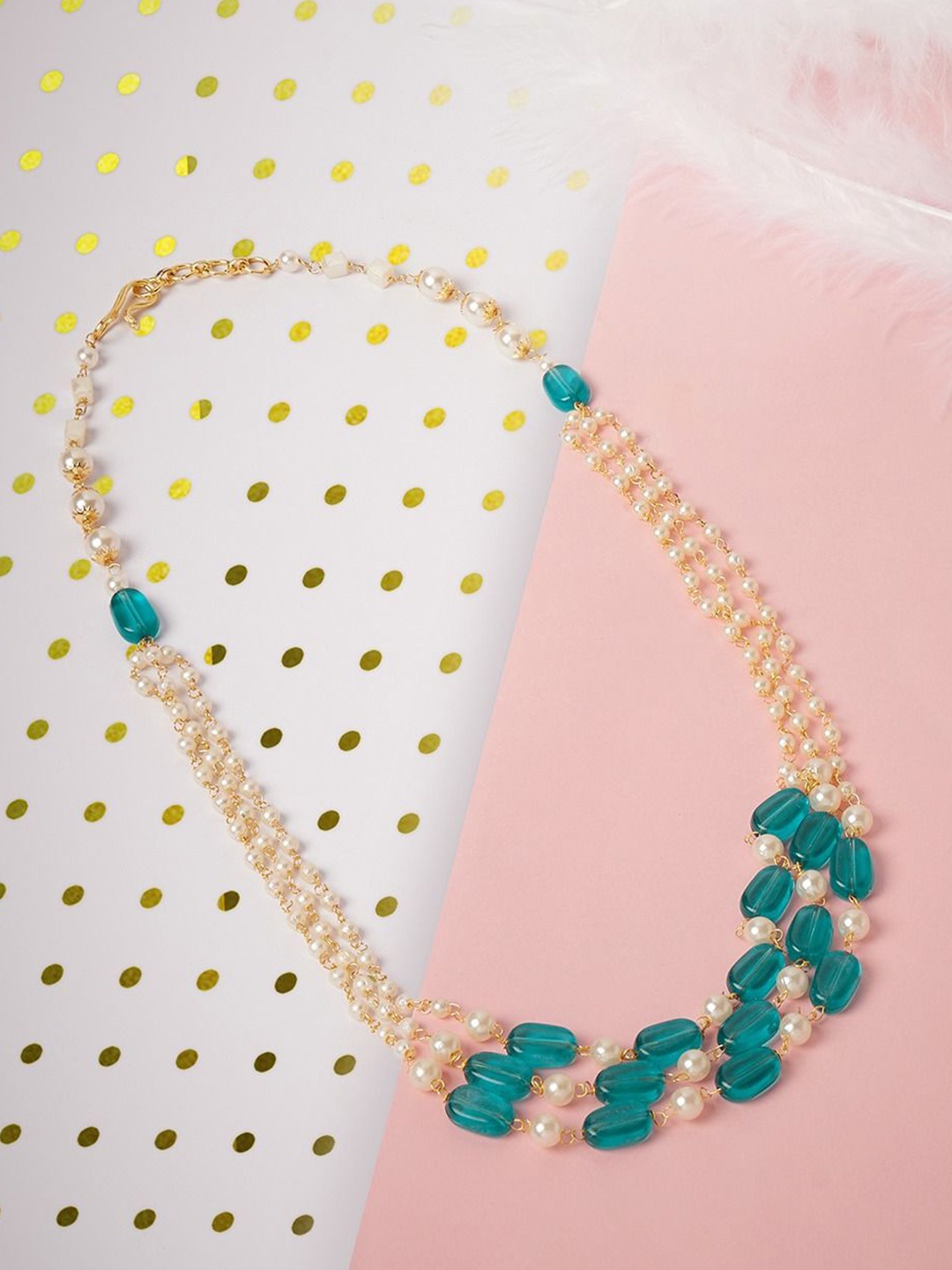 

AMI Gold-Plated Beads & Pearls Layered Necklace